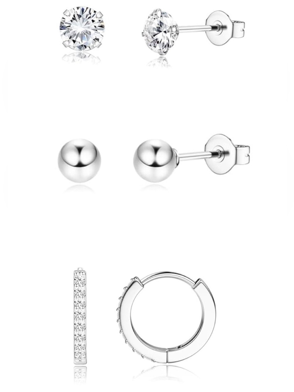 ⭐️FINAL PRICE #193 Gold Plated Classic Silver Stud & Hoop Earring Set - Silver